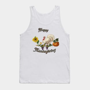 Happy Thanksgiving, with cute turkey, flowers and fruit Tank Top